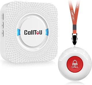 CallToU Caregiver Pager Wireless Call Button Nurse Alert System Home Care | Easy to Use, 500+FT Through-Wall, Peace of Mind, Waterproof Call Button for Elderly, Seniors, Patients and Home Caregivers