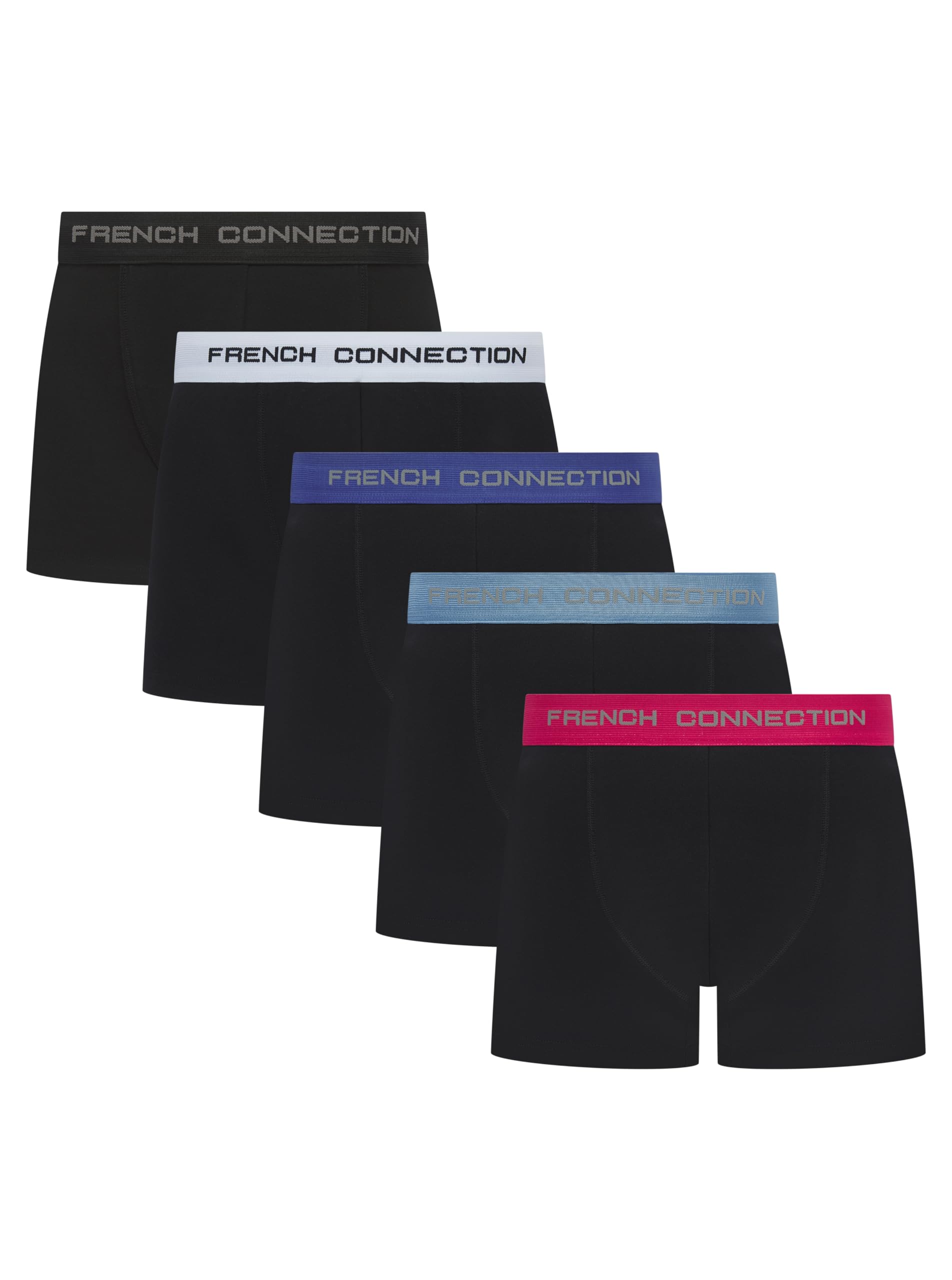French Connection Men's Boxer Shorts - Gift Box of 5, Premium Cotton Stretch Und