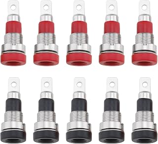 EMSea 10pcs 4mm Female Adapter Banana Plug Audio Speaker Banana Plug Test Plug Panel Mount Banana Socket Jack Plug (5pcs Black 5pcs Red)