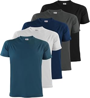 ALPIDEX Mens T-Shirts S-5XL Multipack 5 Basic Crew Neck 100% Cotton Casual