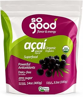 So Good Organic Açaí Special Superfood Frozen Puree, Powerful Antioxidants, Dairy-Free, Zero Sugar, 14 oz - 15-Pack.