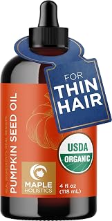 Maple Holistics Pumpkin Seed Oil Organic Certified - 100% Pure Organic Pumpkin Seed Oil for Hair and Anti Aging Face Oil - USDA Organic for Dry Hair and Volume - Virgin Cold Pressed &amp; Unrefined (4oz)