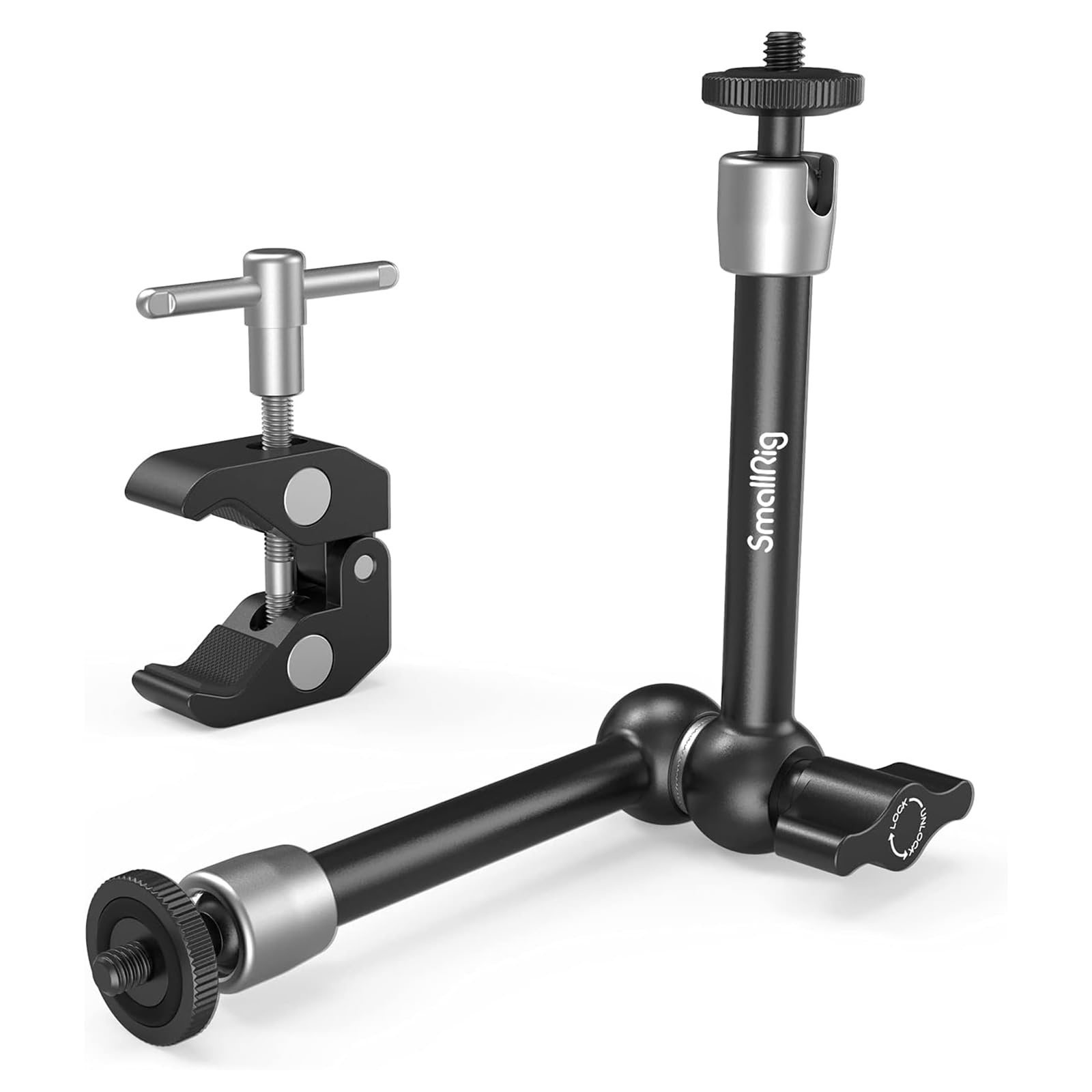 SMALLRIG 9.8 Inches Magic Arm Clamp Kit with 1/4" and 3/8" Threaded Holes | Adju