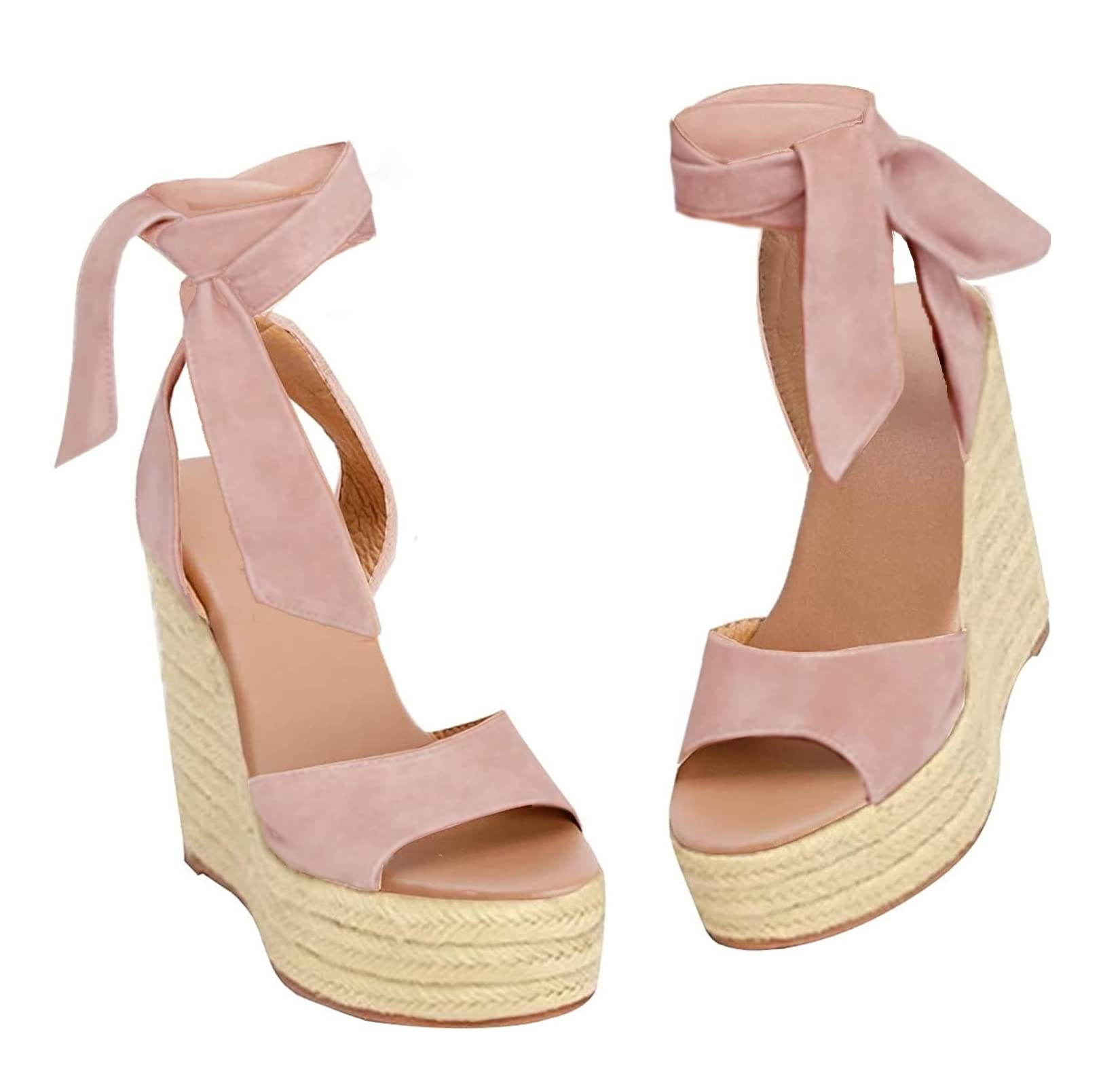 Women's Espadrilles Wedges Sandals Heels Open Toe Tie Lace Up Platform Ankle Str