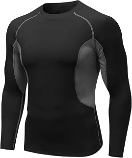 MEETYOO Kompressionsshirt Herren, Funktionsshirt kurz/Langarm Fitnessshirt Männer Sportshirt Atmungsaktiv Laufshirt für Laufen Jogging Sport Turnhalle