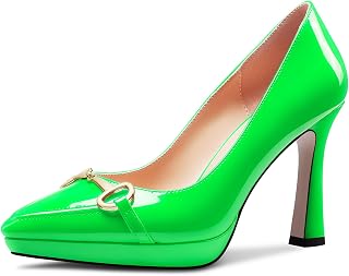 Castamere Women's High Platform Heel Pointed Toe Slip-on Metallic Chain Pumps for Wedding Office Casual 10 CM Heels