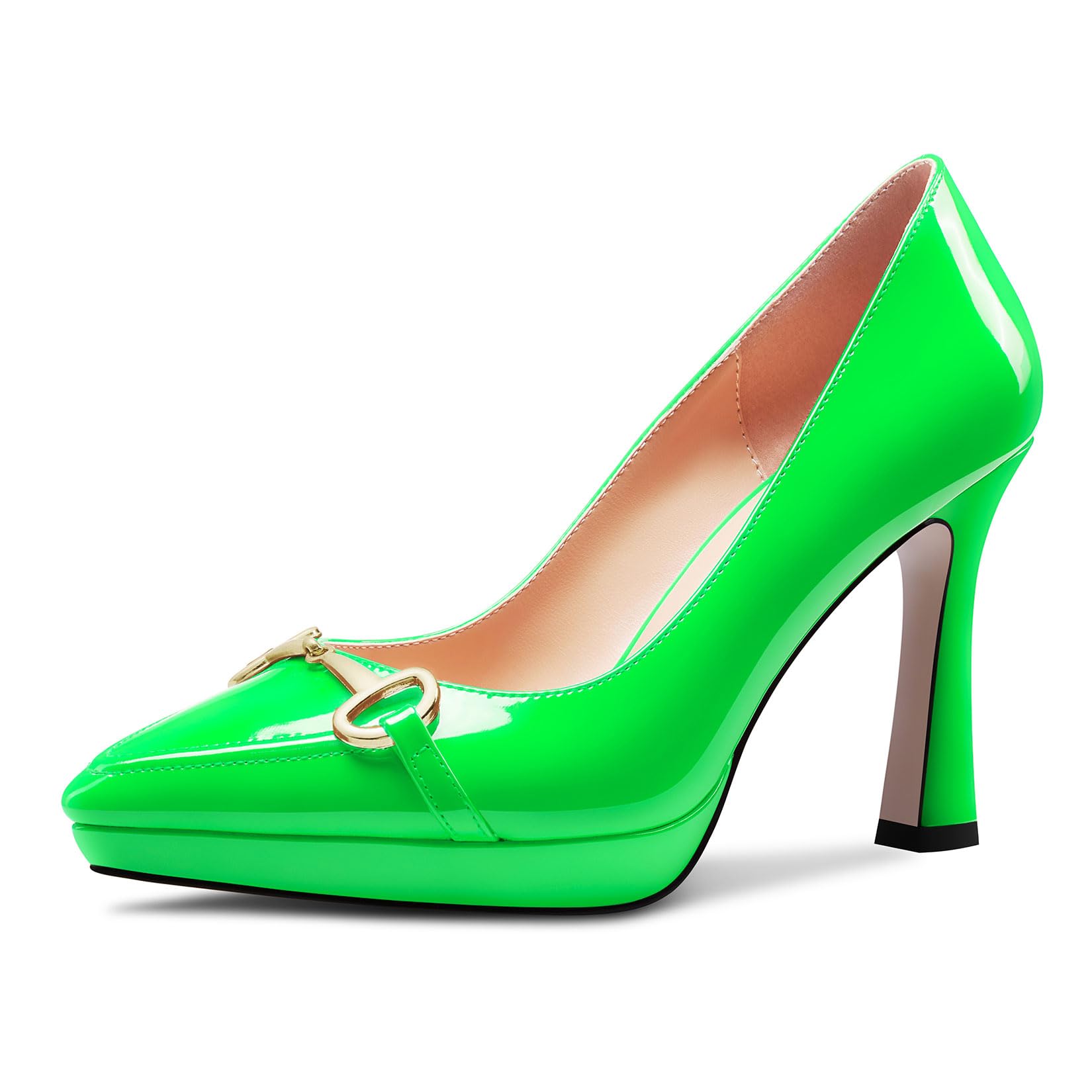 Castamere Women's High Platform Heel Pointed Toe Slip-on Metallic Chain Pumps fo