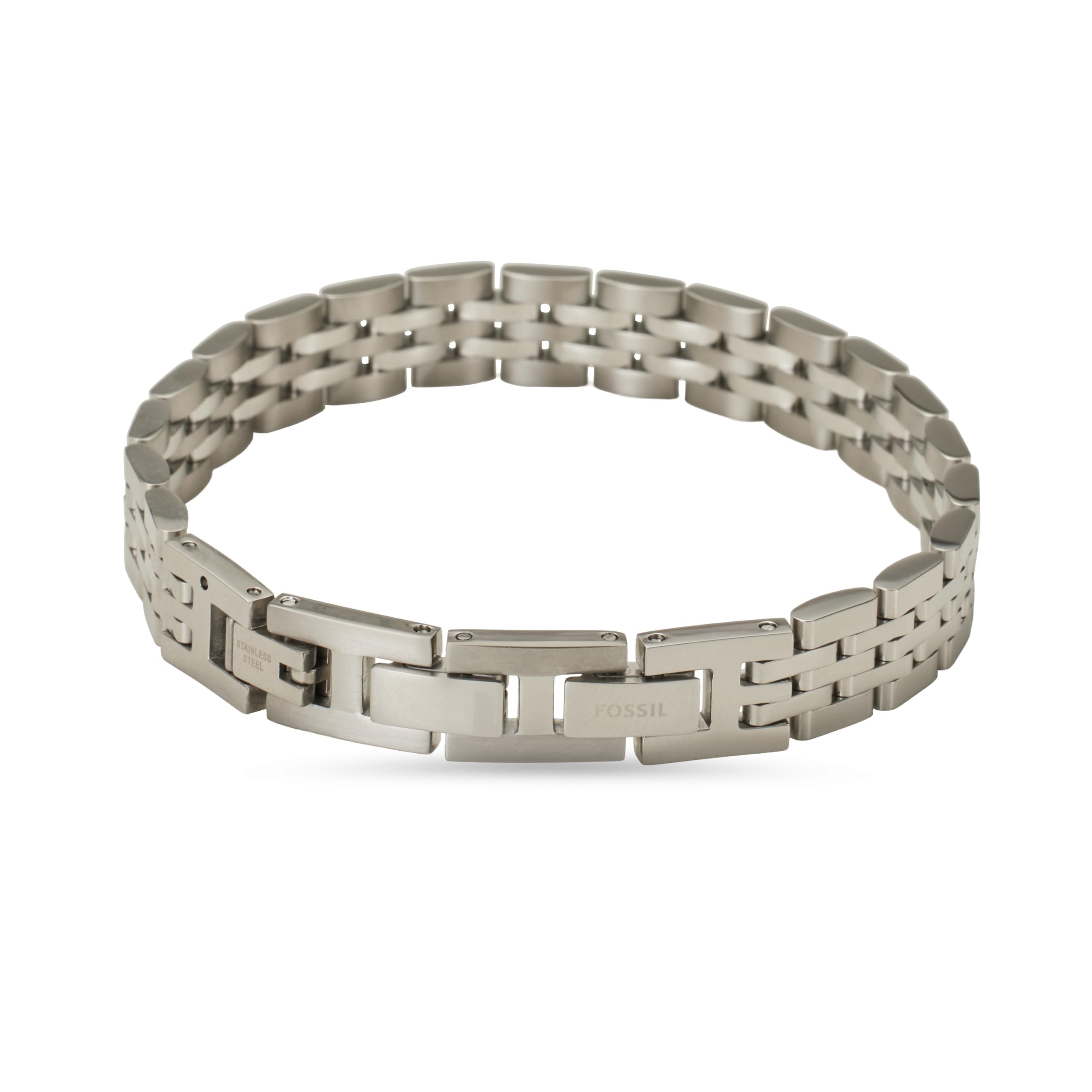 Fossil bracciale da uomo in acciaio inossidabile o pelle con chiusura a libro