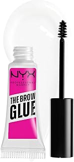 NYX PROFESSIONAL MAKEUP The Brow Glue, Extreme Hold Eyebrow Gel, Clear | Non-Sticky, Transfer-proof, Waterproof, No Flake Brow Gel, Up to 16HR Hold, Vegan & Cruelty Free