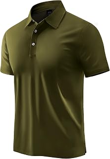 MIER Mens Dry Fit Performance Golf Tennis Active Collar Short Sleeve Polo Shirt Sun Protection UPF 50+