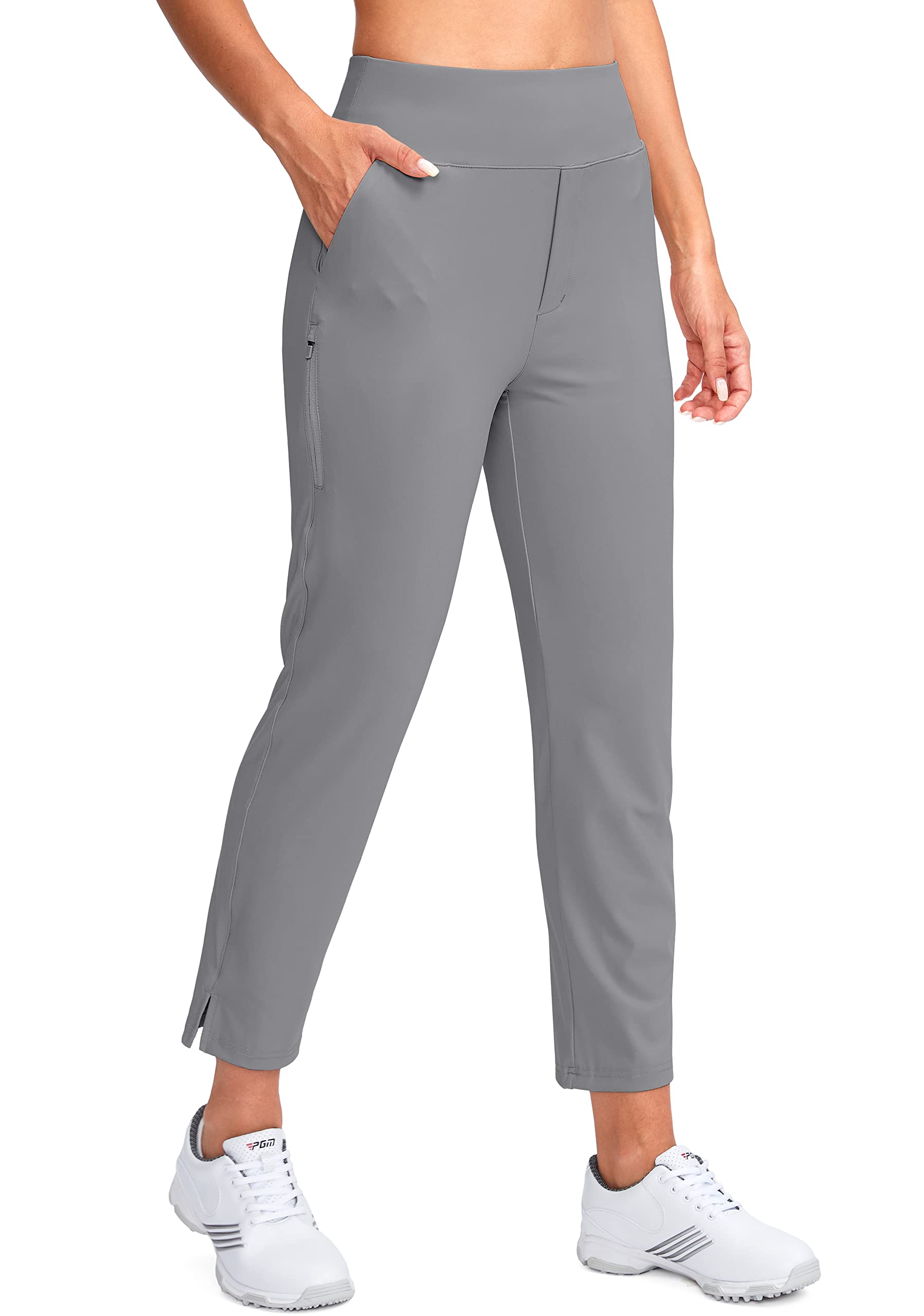 YYV Women's Golf Pants High Waist Stretch Ankle Pants with Pockets
