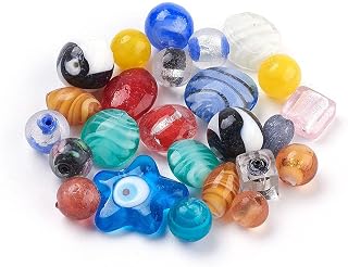 200pcs Assorted Handmade Lampwork Beads for Jewelry Making Glass Crystal Loose Spacer Beads for Bracelet Necklace Making and DIY Craft