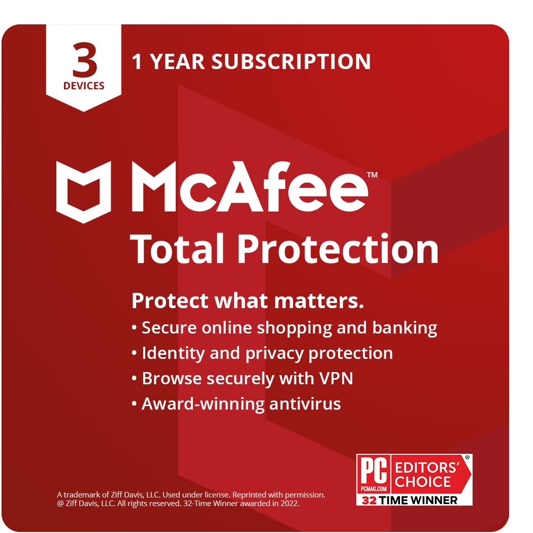 McAfee Total Protection | 3 Device | Antivirus Internet Security Software | VPN,