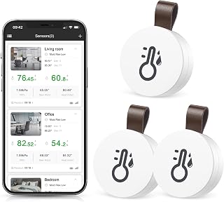 Brifit Wireless Thermometer Hygrometer, Bluetooth 5.0 Indoor Temperature Humidity Sensor with APP Alert, Temp Humidity Monitor with Trend Recording & Data Export, for House, Greenhouse, Cellar(3 Pack)