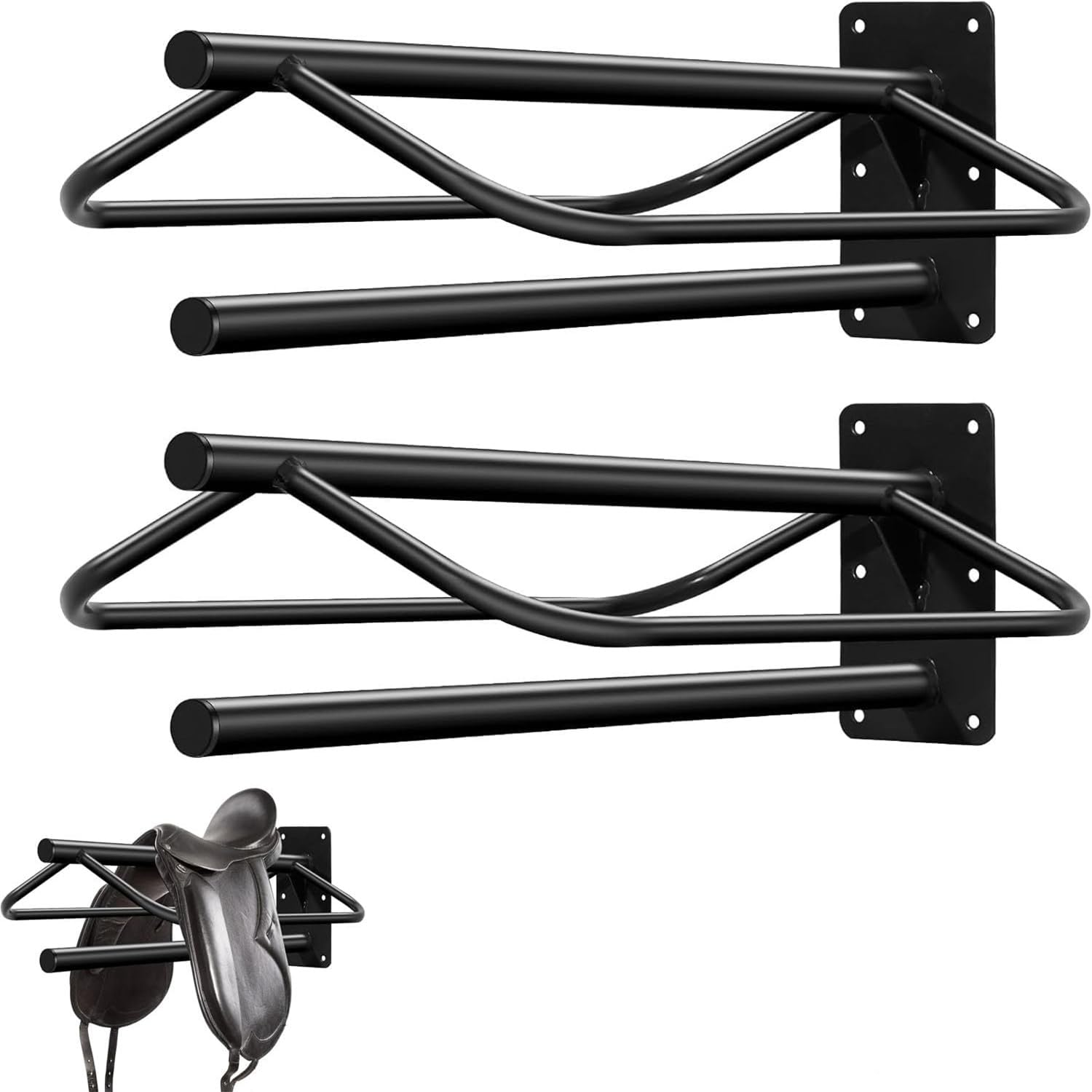 Mtxorvix Saddle Rack with Pad Bar, 23.8 x 12.6 x 10.2 in, 2 Packs Wall Mounted S