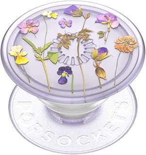 PopSockets Adhesive Phone Grip, Holder- Purple Fields | Anti-Drop, Kickstand, Secure Comfortable Hold, Flower, Floral, Purple, Aura