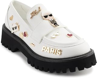 Karl Lagerfeld Women's Gaston Lug Sole Loafer with Pin Embellishments