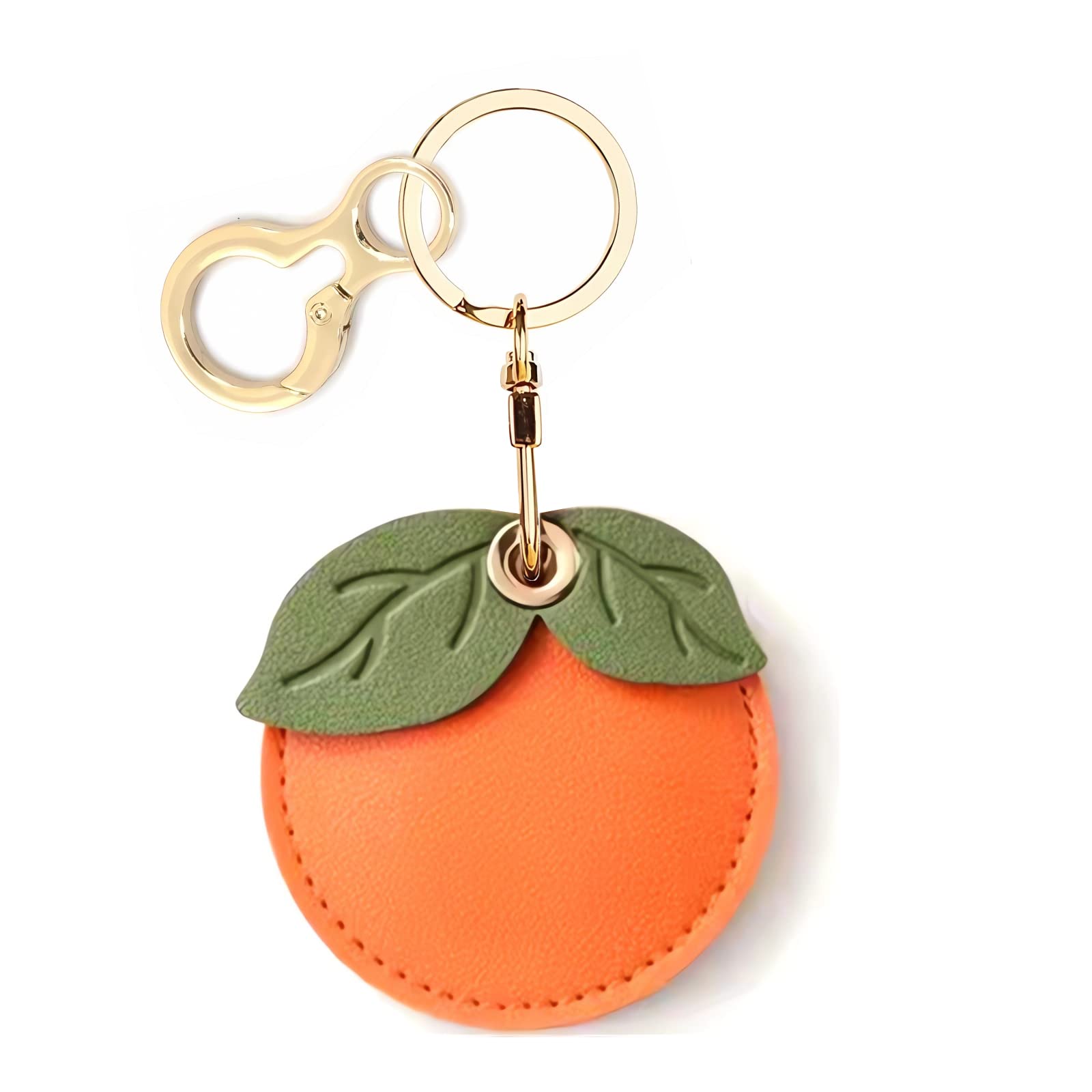 BORKUANA PU Leather Keychain Holder Protective Case Compatible with AirTag | Cut