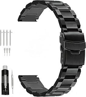 Juntan 18mm 20mm 21mm 22mm 24mm 26mm Classic Stainless Steel Watch Band Silver Black Grey Blue Gold Brushed Metal Watch Strap for Women Men Watch Replacement Band Double Buckle