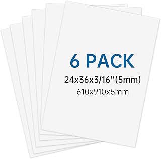 6 Pack White Foam Board 24"x36", 3/16" Foam Poster Board, Thick Foam Core Board for Projects, Large Foam Board for Painting, Displaying and Craft Projects