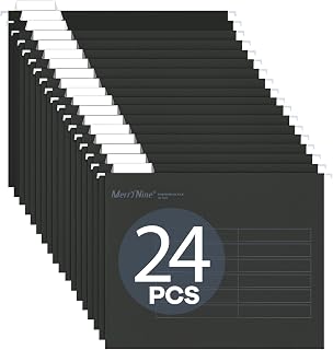 MerryNine A4 Suspension Files, 24PCS Filing Cabinet Suspension Files with Tabs and Card Inserts for School Home Work Office Organization **Check Size Before Ordering** (Black, A4)