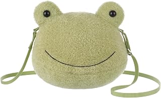 Apricot Lamb Velvet Frog Crossbody Plush Purse Stuffed Animal Bag 8.7''