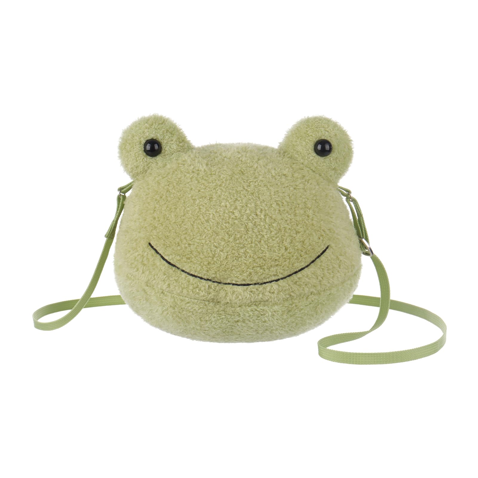 Apricot Lamb Velvet Frog Crossbody Plush Purse Stuffed Animal Bag 8.7''