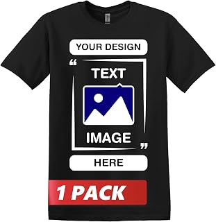 Gildan Personalized T-Shirts - Unisex Personalized Crew Neck T-Shirt - Personalize Your Image, Text & Photo - Men Women Adult