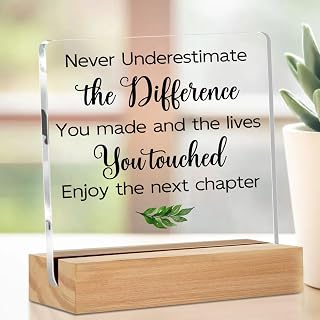 Inspirational Acrylic Sign, Farewell Retirement Gifts for Women Men Coworkers Decorative Clear Motivational Sign with Stand, Thank You Gifts for