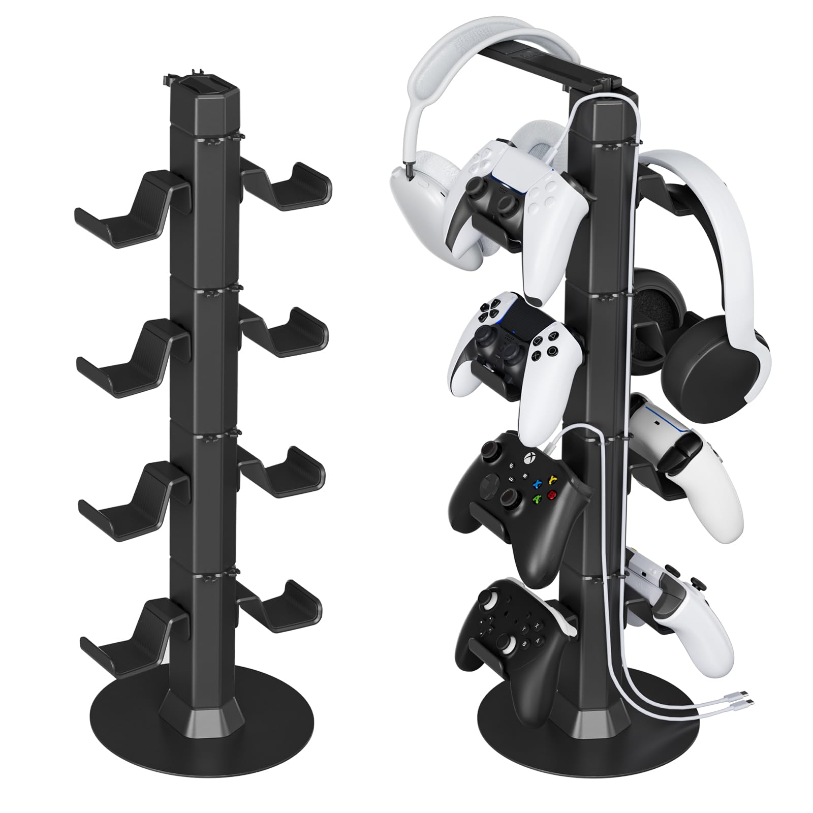 Controller & Headset Holder Stand for Desk, with Charger Cable Organizer Headpho