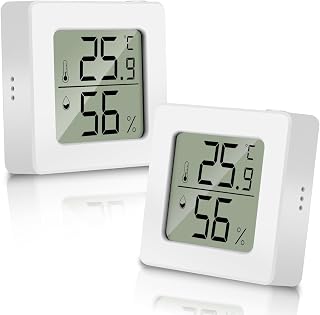 MOXYOY 2 Pack Digital Room Thermometer, Indoor Hygrometer With LCD Display, Temperature and Humidity Meter Humidity Monitor for Home, Office, Bedroom & Greenhouse