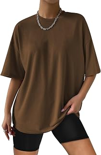 Womens Oversize Loose Fit T-Shirts Plus Size Basic Gym Tops