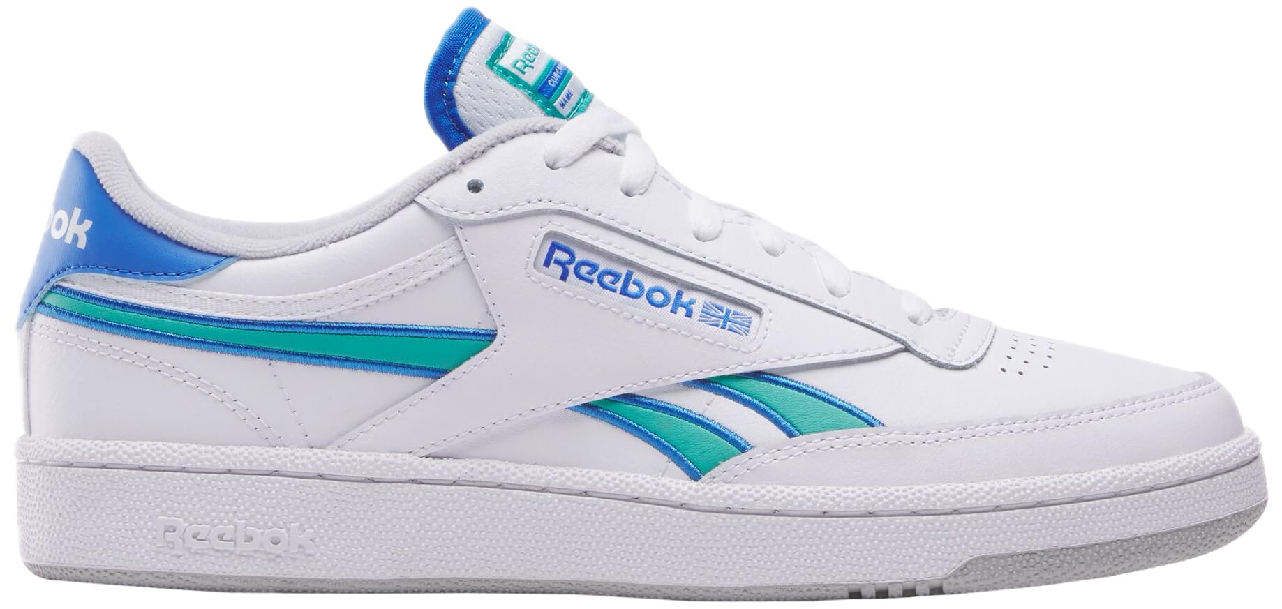 Reebok Baskets unisexes Club C Revenge, blanc/bleu cinétique/vert déchaîné, poin