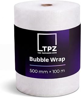 TPZ Bubble Wrap 500mm x 100m, Packing Wrap Roll for Moving House, Storage | Bubble wrap 100m for moving house with waterproof small-bubble cushioning for packing, parcels, storage and packaging filler