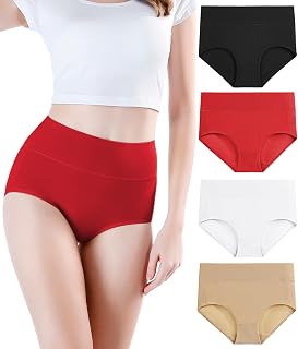 wirarpa Women's Cotton Underwear, High Waist Briefs, Pack of 4