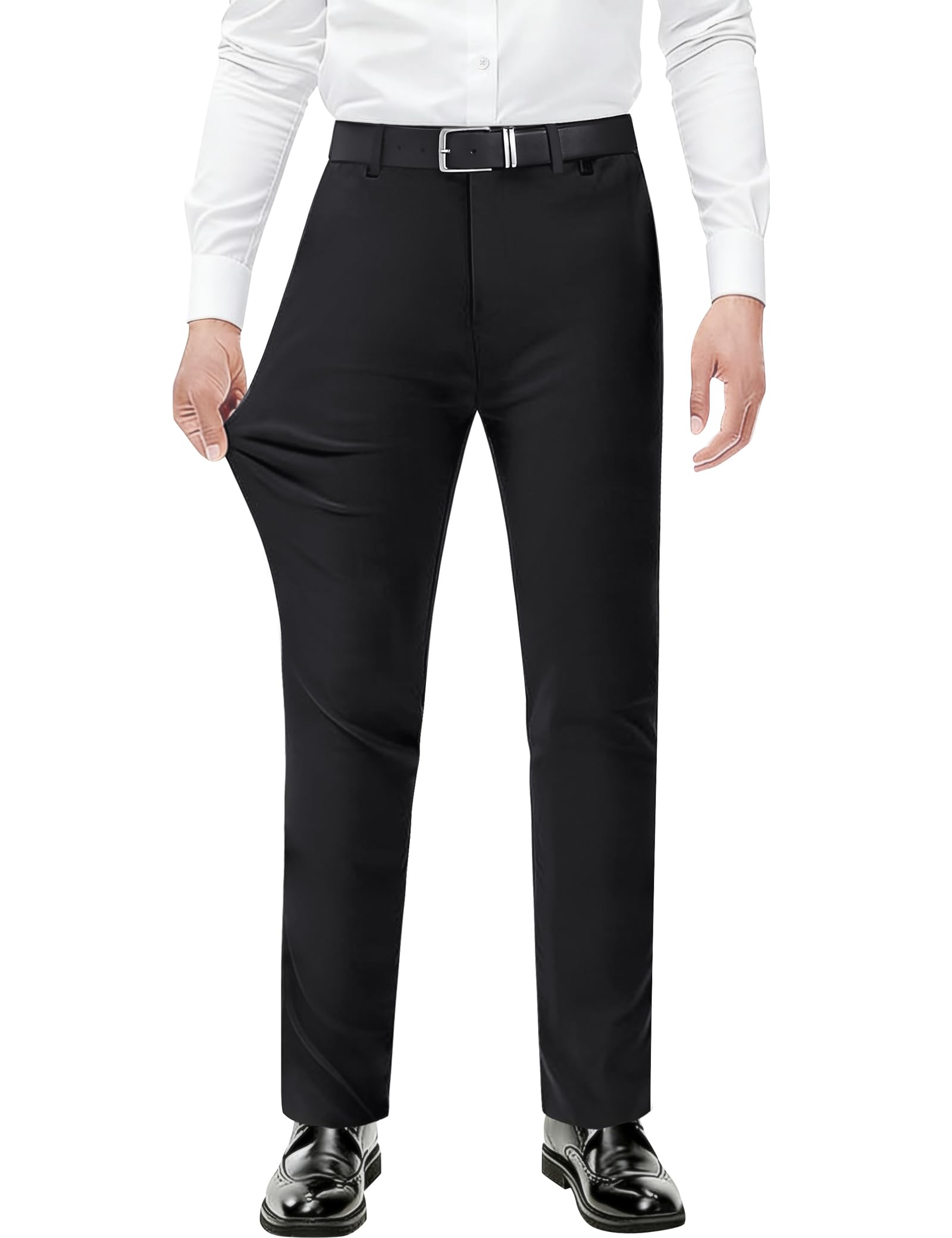 Men's Stretch Dress Pants with Expandable-Waist 3 Fits: Slim Fit/Classic Straigh