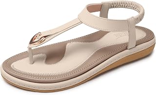 SHIBEVER Womens Flat Sandals Summer: Dressy T-Strap Flip Flop Thong Sandal