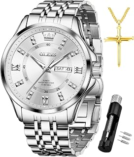 OLEVS Mens Square Analog Quartz Date Stainless Steel Waterproof Luminous Two Tone Wrist Watch