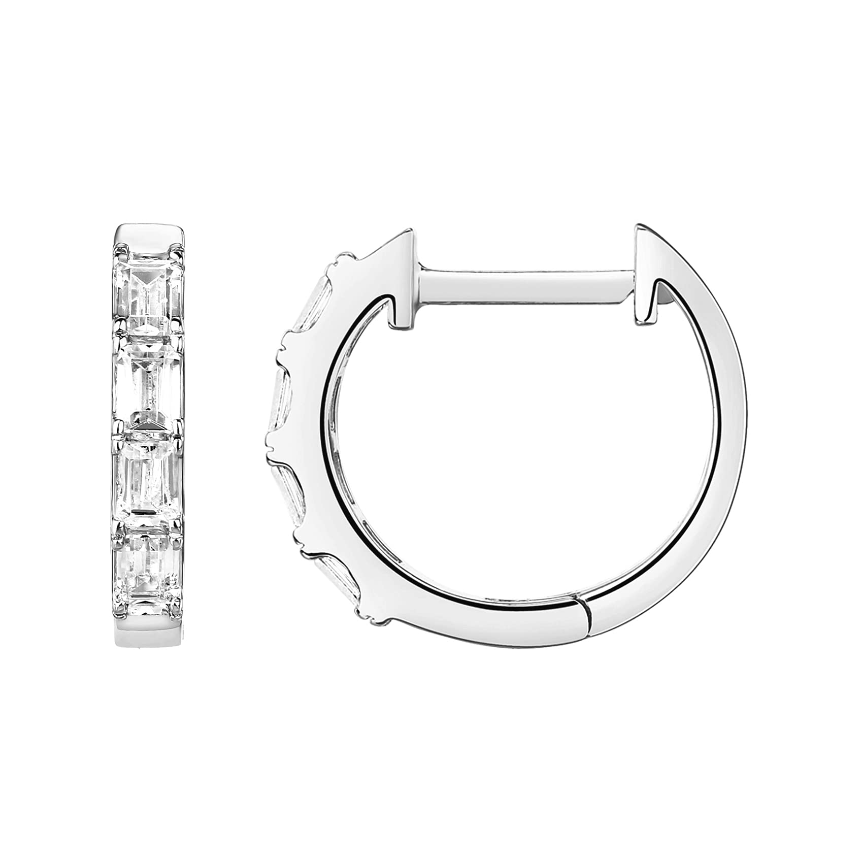 PAVOI 925 Sterling Silver CZ Ear Cuffs, White Gold, Size 15 Millimeters