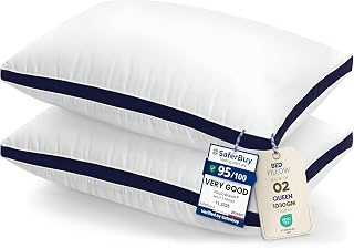 Utopia Bedding Pillows 2 Pack, Queen Bed Pillows, Brushed Fabric, Navy | 45x66 cm Queen Bed Pillows Soft Brushed Fabric Plush Hollow Fiber Filling Breathable Construction Comfortable Sleep Support