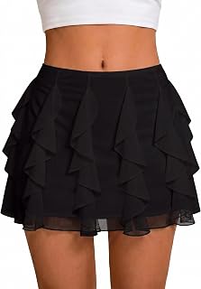 Avidlove Minifalda de malla con volantes para mujer, falda corta de verano Y2K, tallas XS-XXL