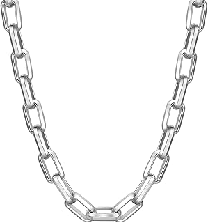 Rockyu Men's Stainless Steel Silver Long Chain Necklace Thick Hip Hop Style Casual Fashion Accessory
