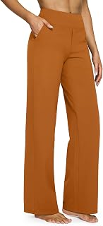 G4Free Women's Wide Leg Sports Trousers with Pockets Casual Bootcut Wide Yoga Pants Flare Leg Wide Bell Tight Elastic Gym Palazzo