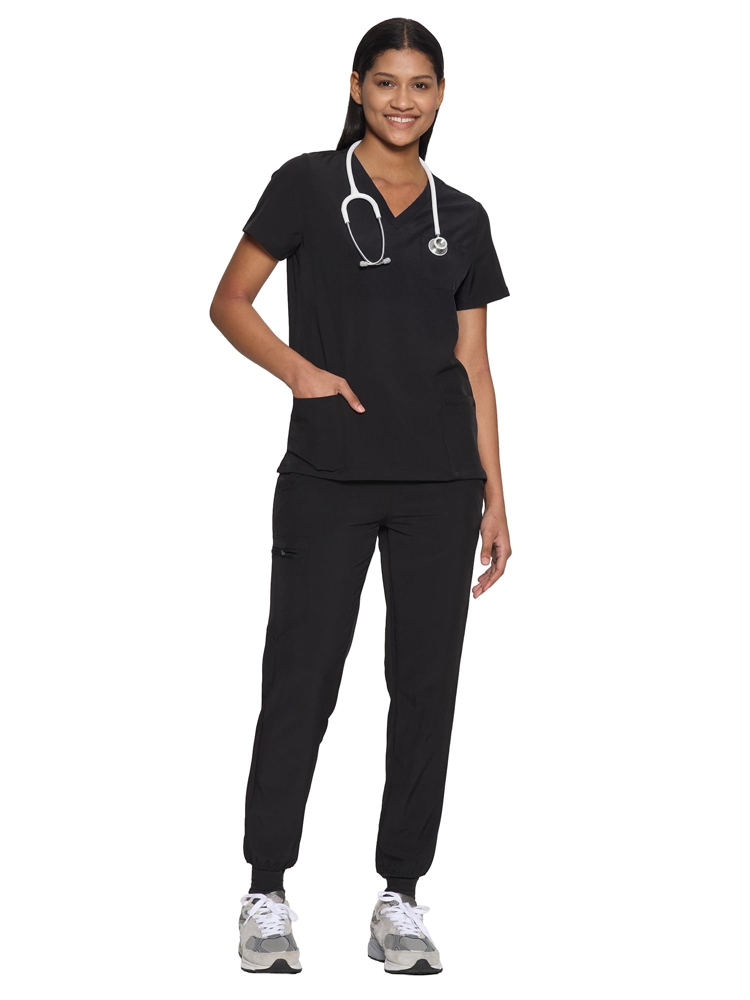 COZYFIT Scrubs for Women Set - Stretch V-Neck & Jogger Pant with 9 Pockets | Yog