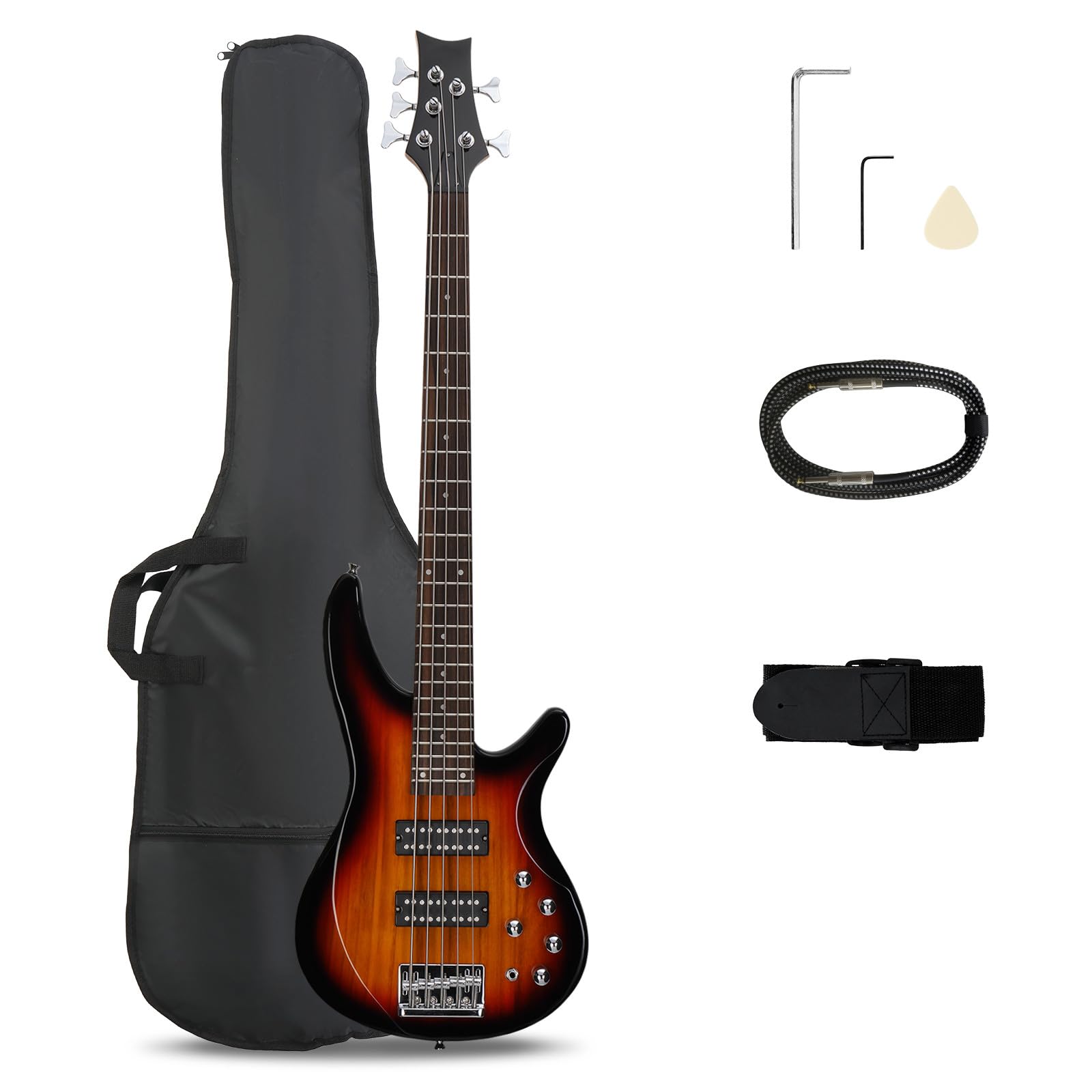 Ktaxon 5 String Electric Bass Guitar | Full Size 5 String Bass Guitar Kit | Stan
