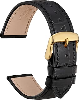 WOCCI Alligator Embossed Leather Watch Strap with Stainless Steel Buckle, Watch Straps 18 mm, 19 mm, 20 mm, 21 mm, 22 mm