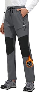 MOCOLY Damen Trekkinghose Thermo Skihose Winter Fleece Gefütterte Softshell Wanderhose Wasserdicht Warm Outdoor Hose Schneehose Langlaufhose Jagdhose Funktionshose Arbeitshose