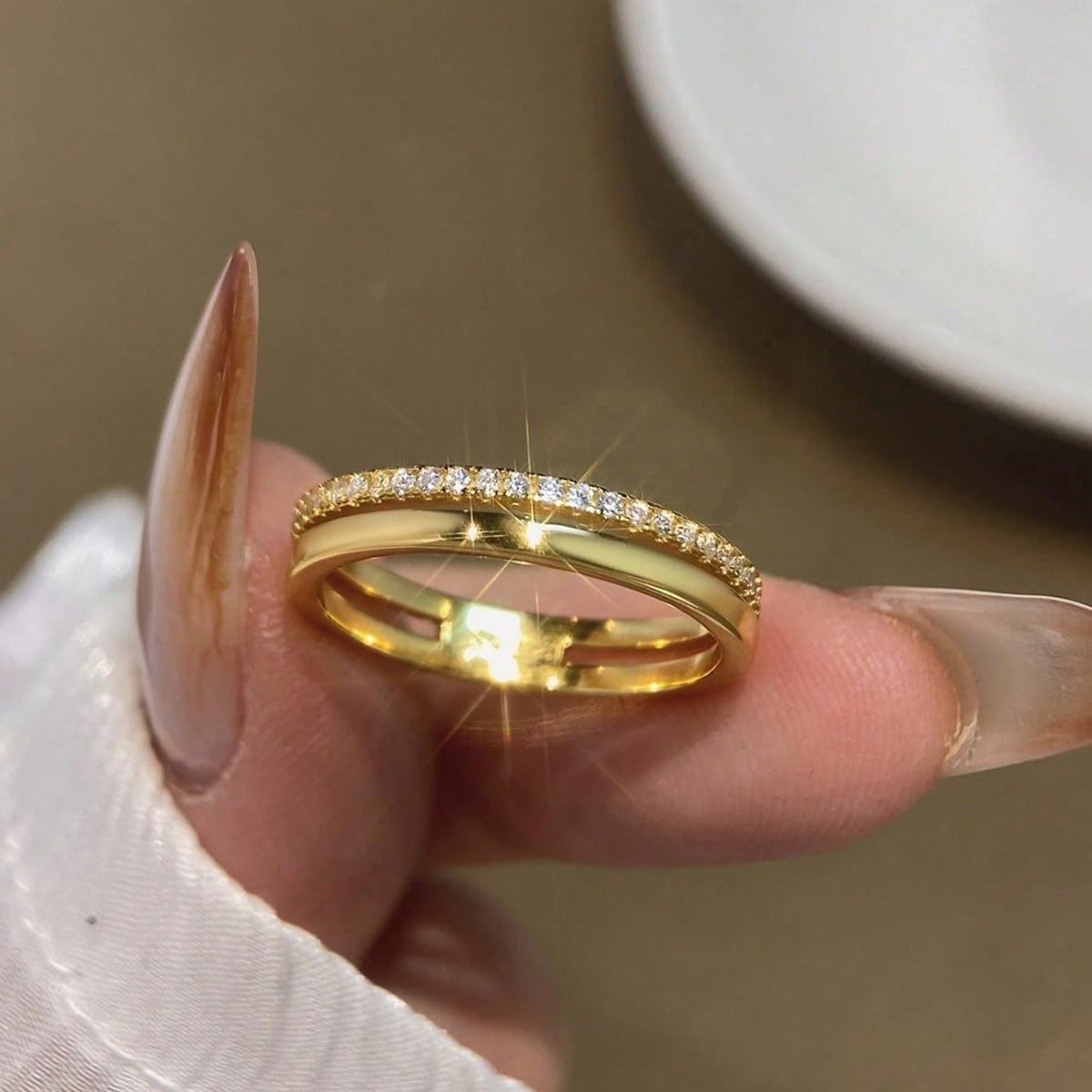 1pcs 925 Silver Hollow Single Layer Cubic Zirconia Ring Fashion Women Birthday G