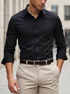 Mens Long Sleeve Shirt Formal Wear Professional Look Office Wear