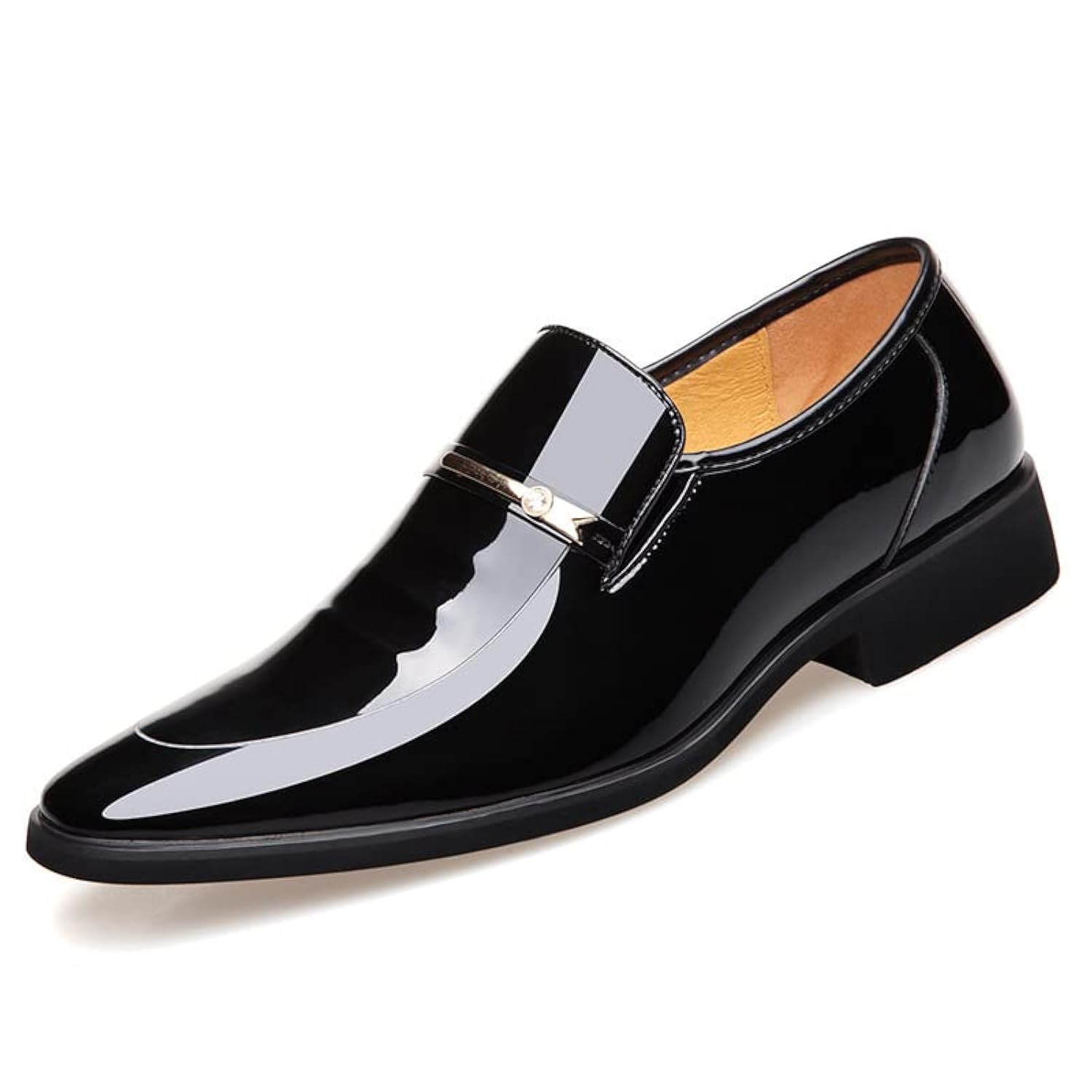 BULMEGIRY Mens Oxford Dress Shoes Faux Patent Leather Wedding Shoes Classic Lace